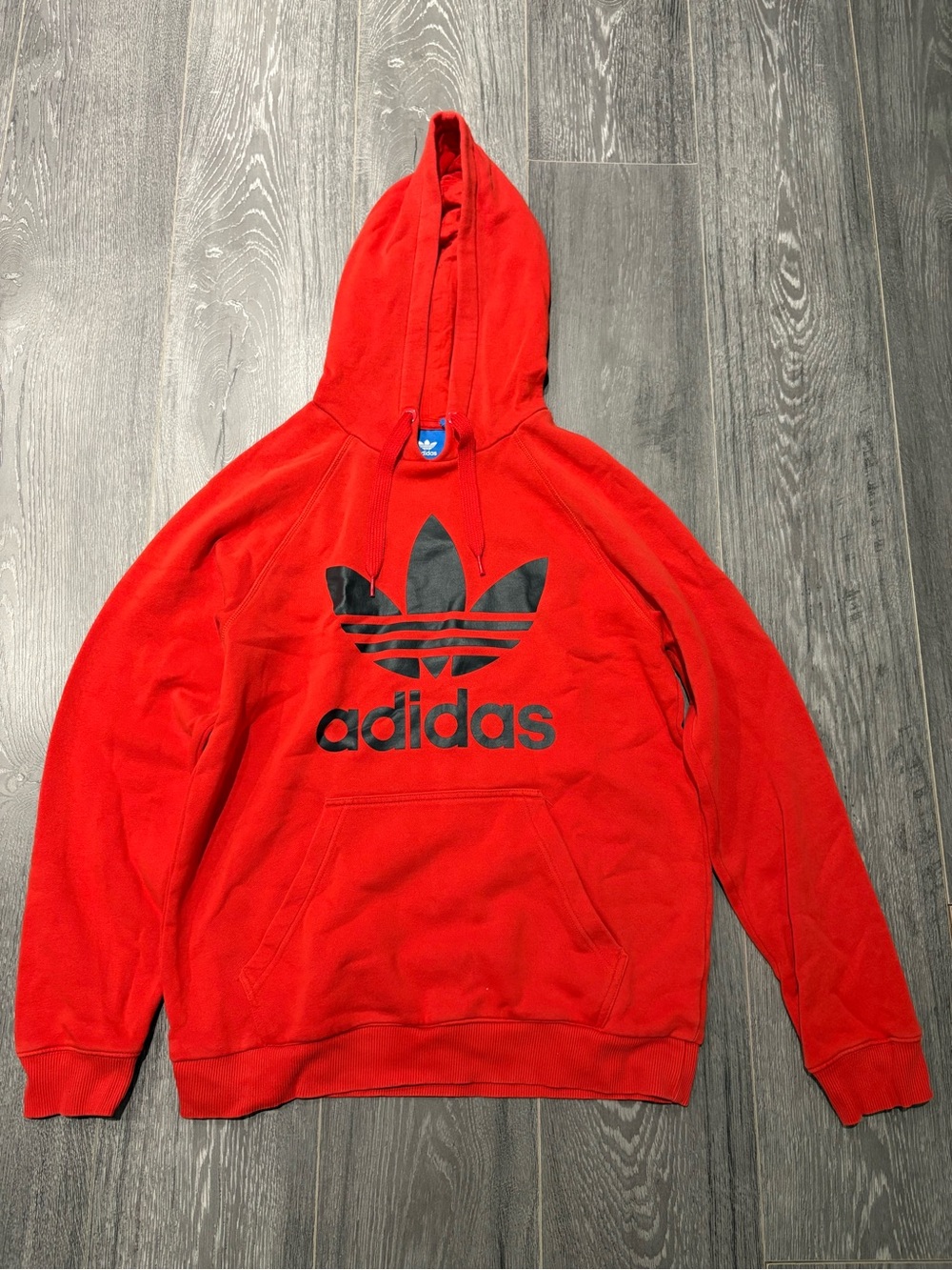 adidas Red Hoodie with Black Trefoil Logo
